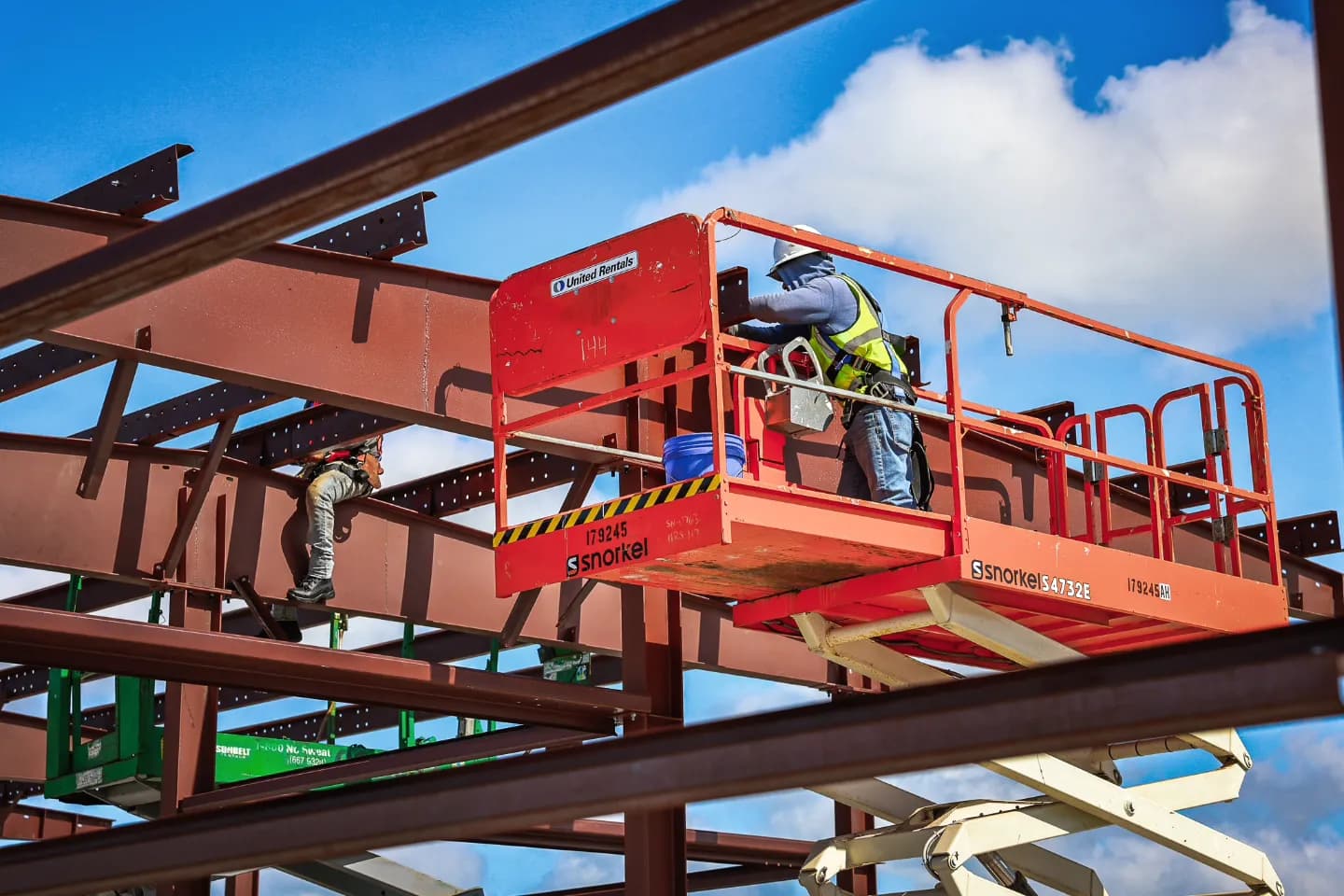 Steel framing during barndominium construction