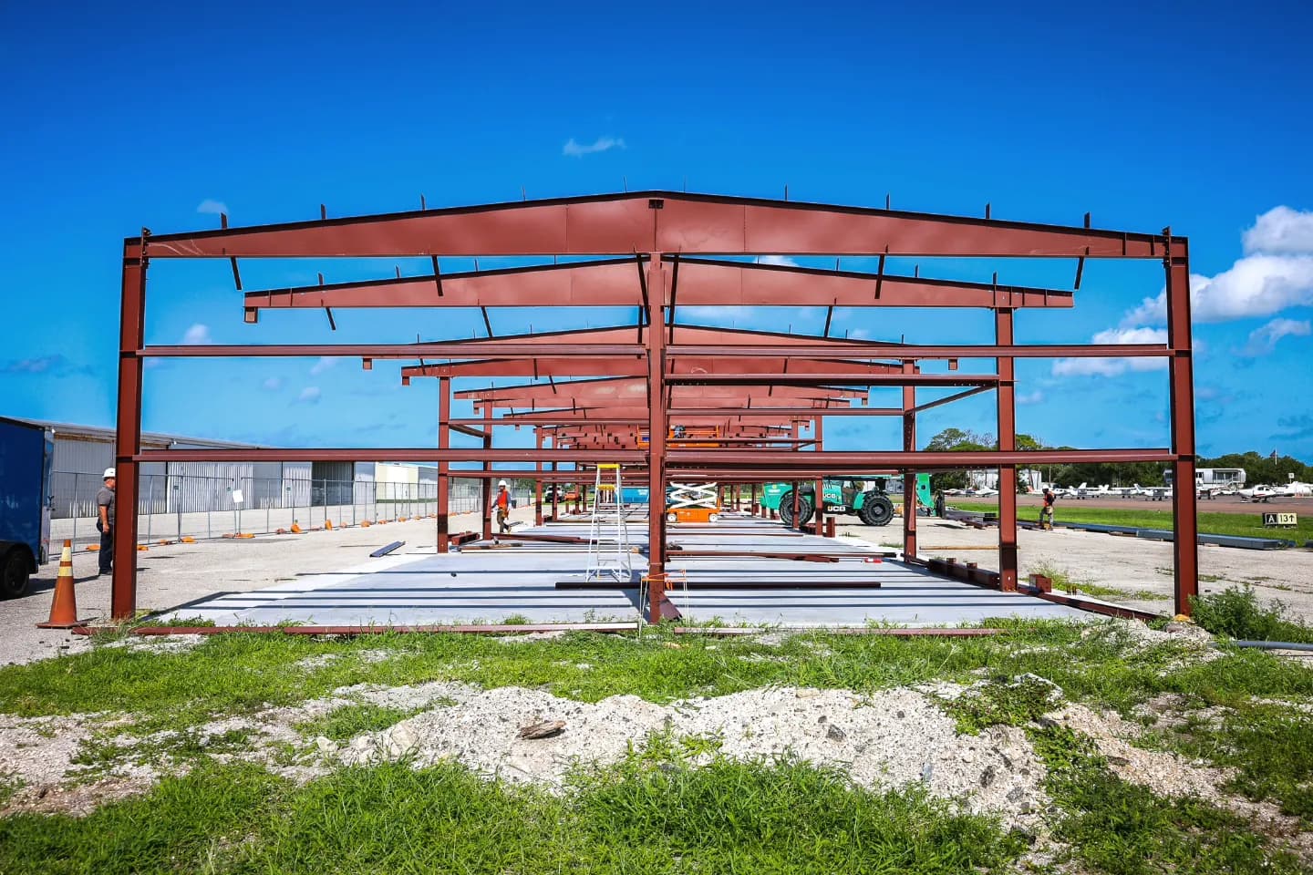 Complete steel frame ready for exterior panel installation
