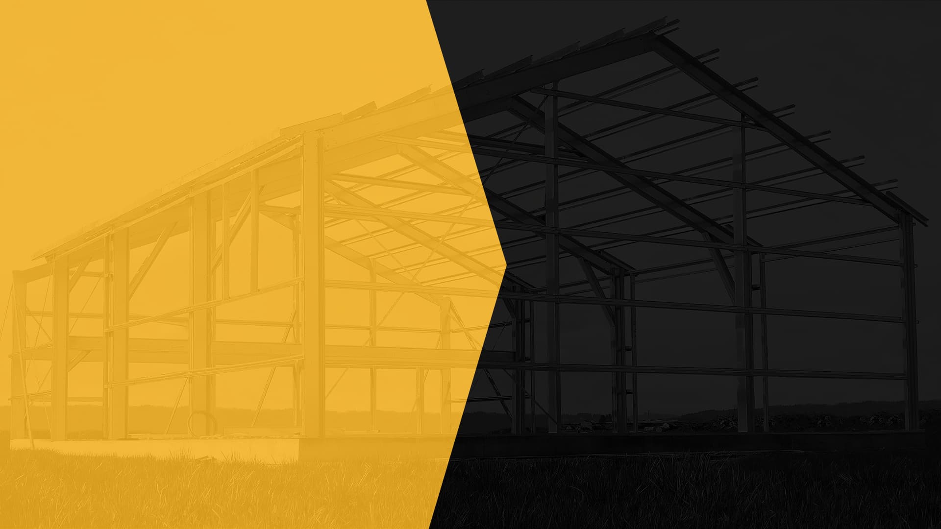 Steel building frame under construction